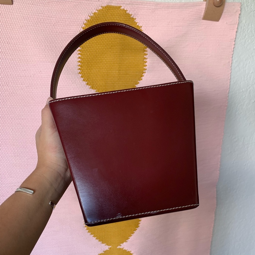 STAUD Burgundy Leather Handbag - Picture 2 of 6